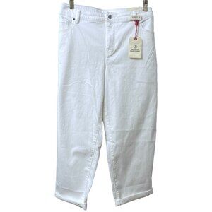 Lands End White Jeans Plus Size 22W Mid Rise Roll Cuff Womens Crop Slimming Pant